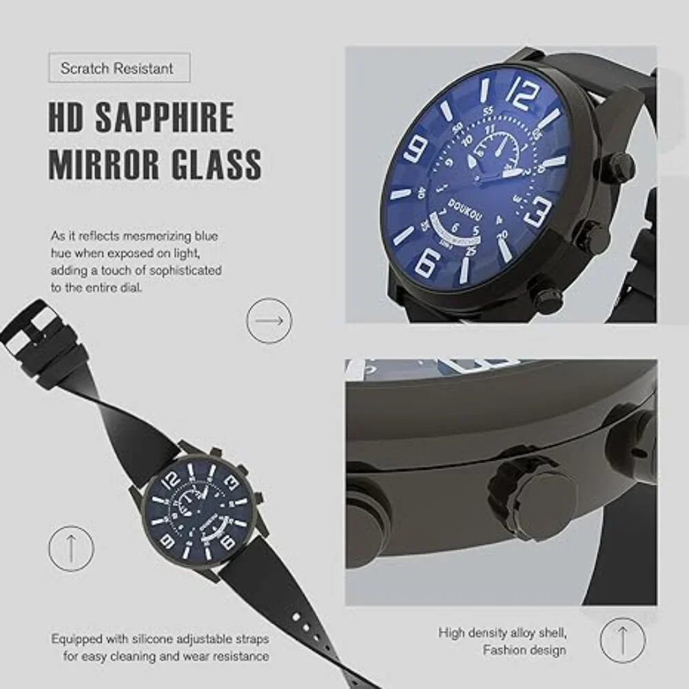 (SOLD ON EBay) DOUKOU Men's Watch~ Analog- Sapphire Glass- 3D Numeral Dial - Picture 7 of 10